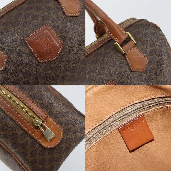 CELINE Macadam Canvas Hand Bag Pvc Leather Brown Gold - Picture 11 of 13